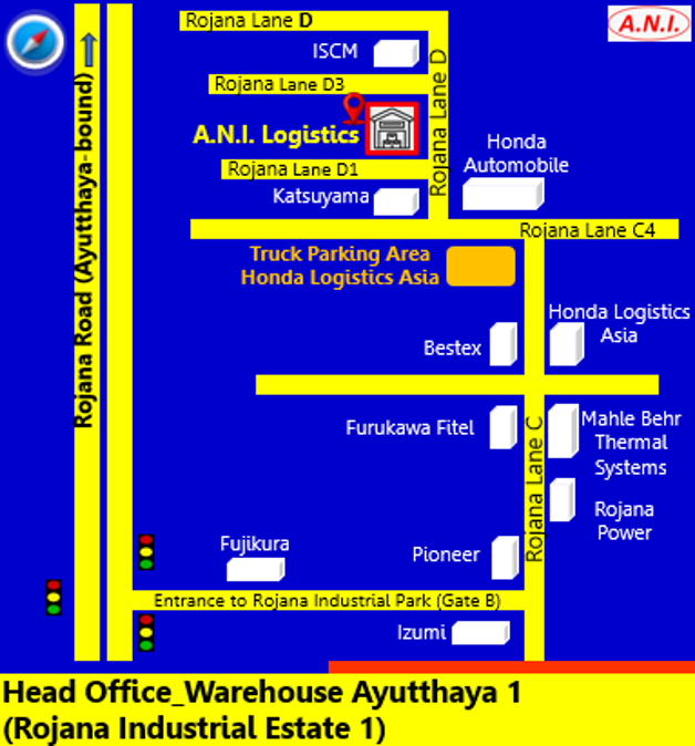 Map of Warehouse Ayutthaya 1 (Rojana Industrial Estate 1)